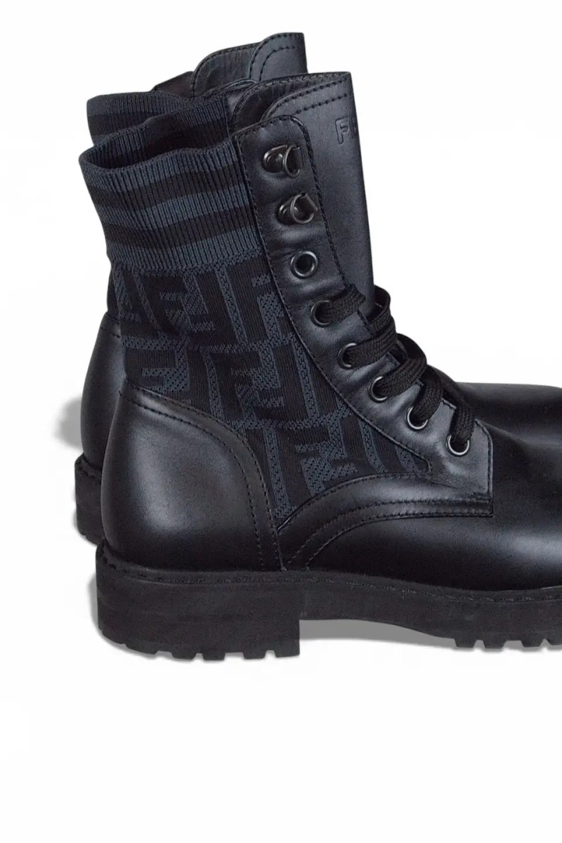 Fendi Rockoko Black Leather Biker Boots